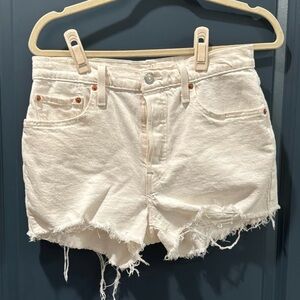 Levi's Off-White Frayed Jean Shorts